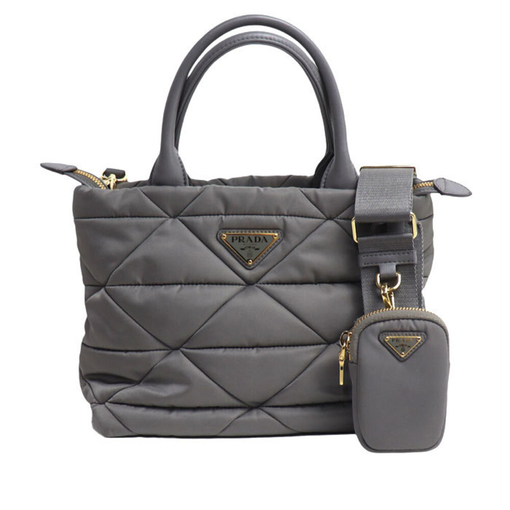 PRADA Re-Nylon Padded Tote Shoulder Bag, Gray, 1BG373_RDJN, Women's